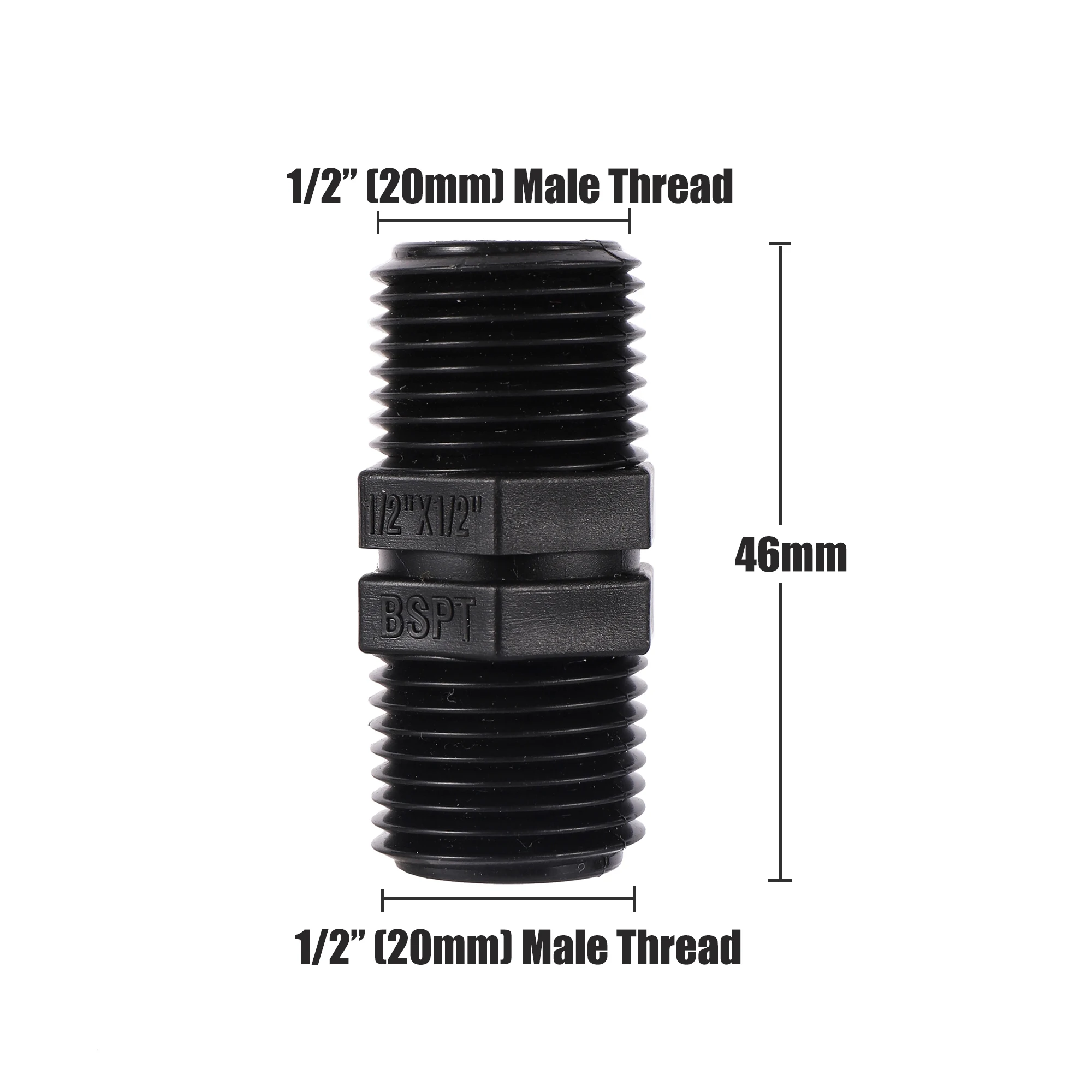 

Пластиковый переходник для трубы BSP, 1/2"-2,5", чёрный