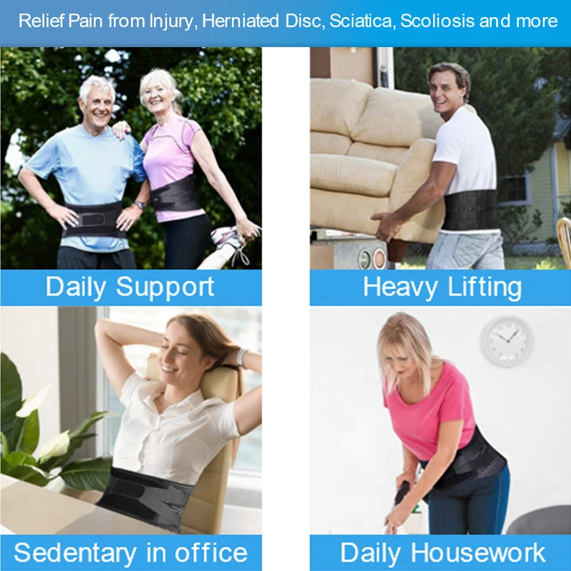 Adjustable Lumbar Back Brace Breathable Lumbar Support Belt with 6 Stays Abdominal Binder Spine Decompression Waist Trainer