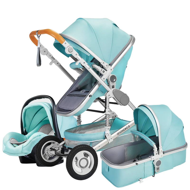 High Landscape Baby Stroller 3 in 1 Hot Mom Pink Stroller Luxury Travel Pram Baby Carrier Carriage Car seat and Stroller Trolley