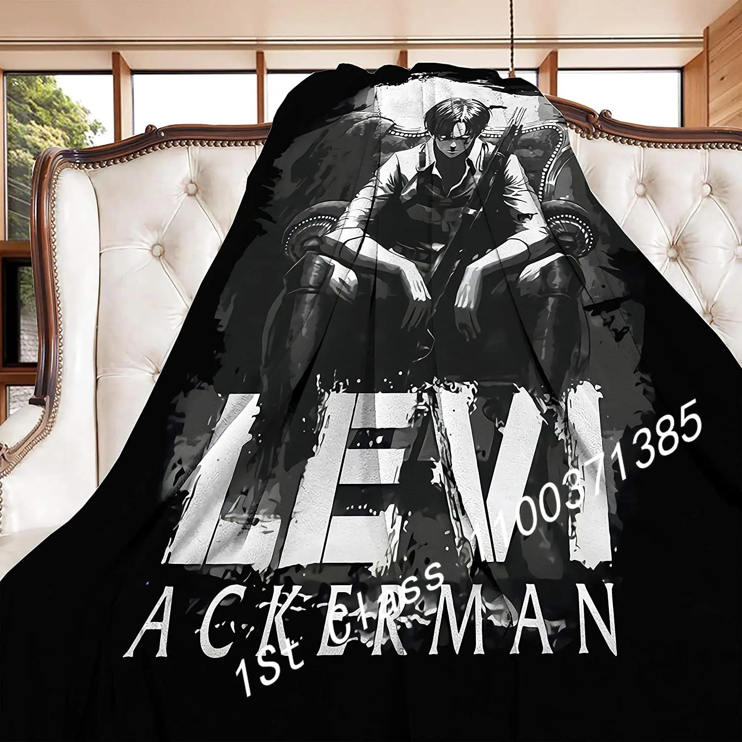

Levi Ackerman Attack On Titan Flannel Throw Blanket Lightweight Comfy Fluffy Warm Cozy Plush Cover Soft Queen Bed Twin Sofa