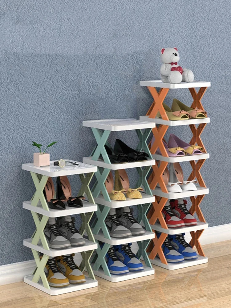 

DIY Assembly Shoe Rack Simple Multi-layer Shoes Storage Stackable Bathroom Rack Plastic Dormitory Storage Artifact Shoe Cabinets