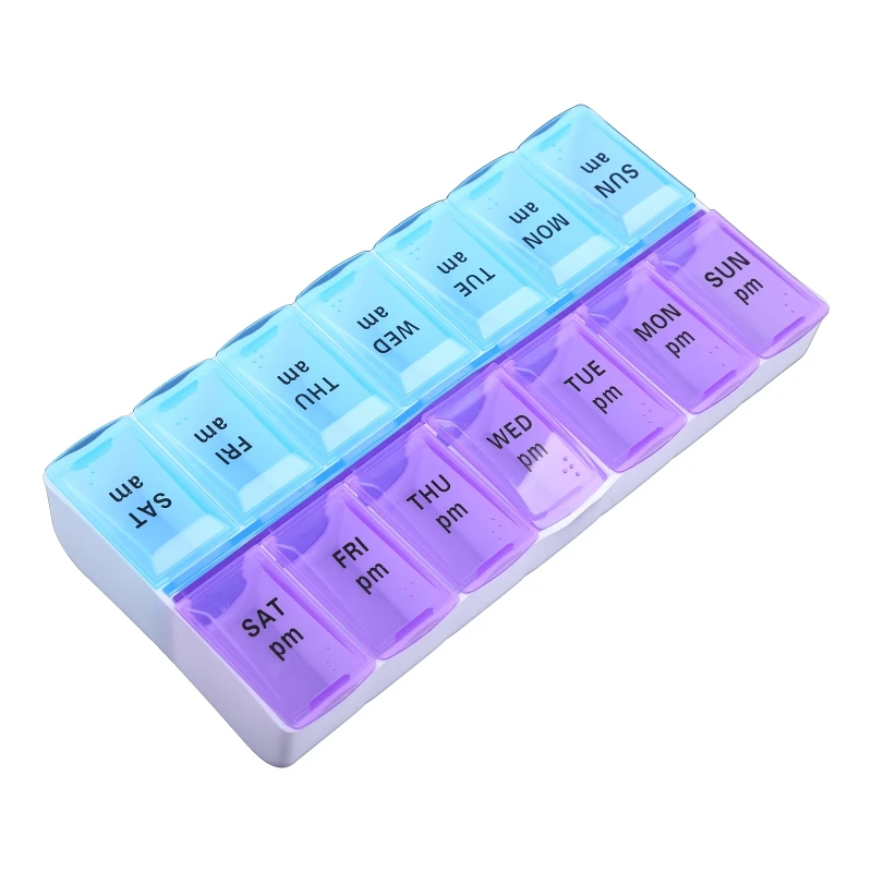 

14 Grids Compartments for Pill Box Organizer for CASE 7 Daily 2 Times A Day Slot Weekly Medicine Vitamin Fish Oil Contai