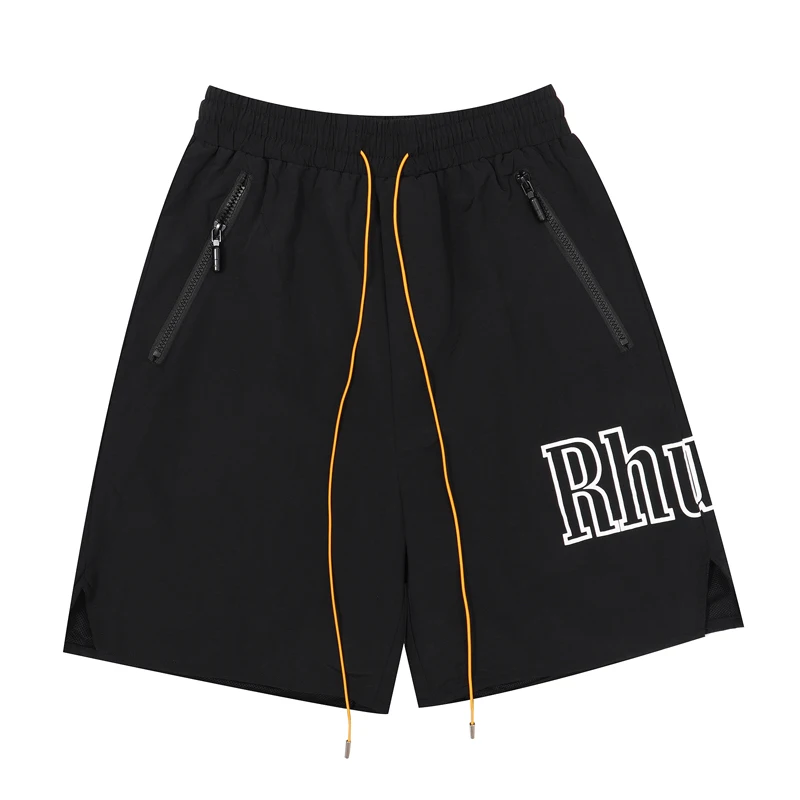 Big Rhude Logo Shorts Pant Men Women High Quality Black Yellow Drawstring Beach Pant