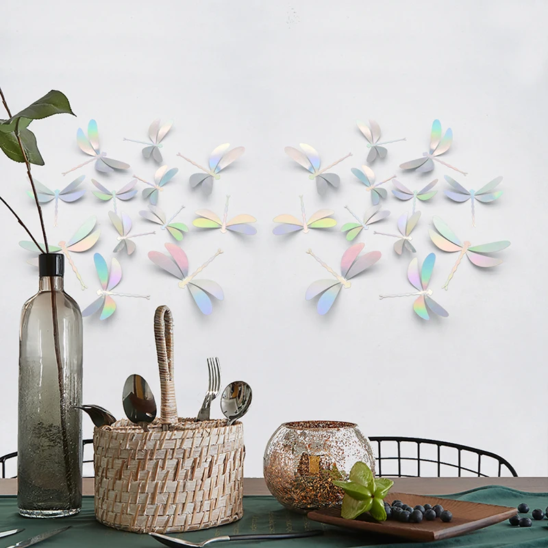

3d Dragonfly Home Window Clings Wall Decoration Sticker Pvc Self-adhesive Window Wall Decals For Living Room Decor Sticker 12pcs