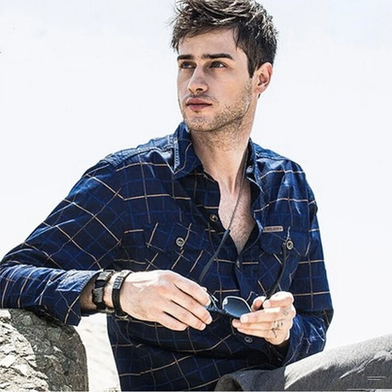 2022 Autumn And Winter Fashion Men's Shirt New Long-sleeved Plaid Casual Cotton Loose Large Size Business Men's Shirt
