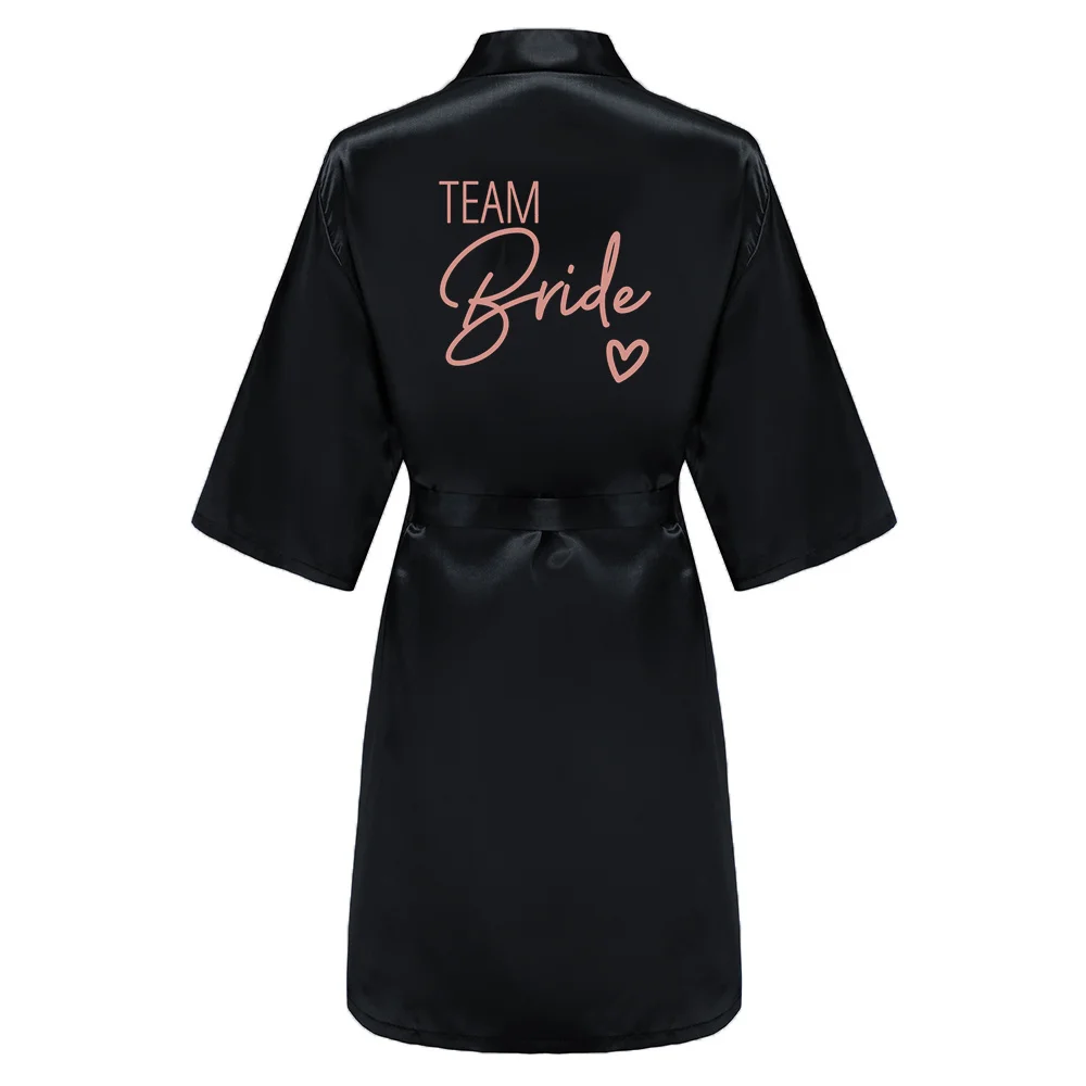 Team Bride Women Wedding Satin Dressing Gown Personalized Custom Name Bathobe Bridal Party Robes Bridesmaid Robes gift
