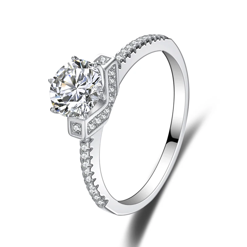 

Moissanite Diamond Round Ring D Color 1CT VVS Clarity Real S925 Sterling Silver For Women Wedding Fine Jewelry Free delivery