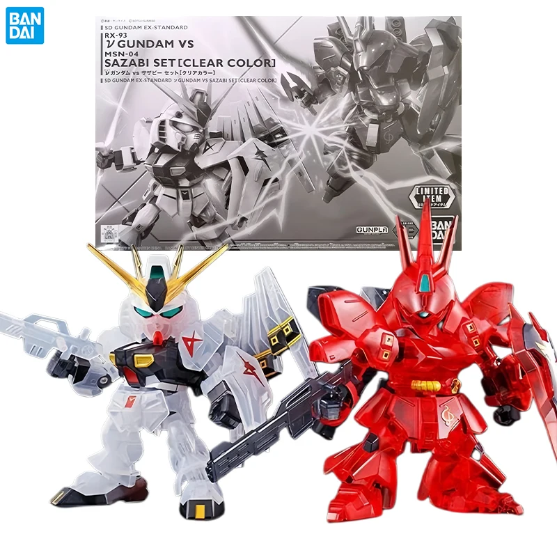 Фото Набор фигурок Bandai BB Warrior SD Nu Gundam Vs Sazabi Fate Showdown с прозрачной подставкой Gundam, лимитированная серия, оригинальная коробка №1