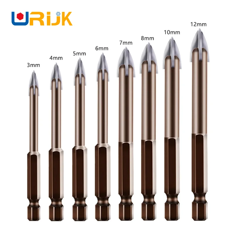 

3/4/5/6/8mm Cross Hex Tile Bits Glass Ceramic Concrete Hole Opener Alloy Triangle Twist Drill Bits Woodworking Glass Bits Tool