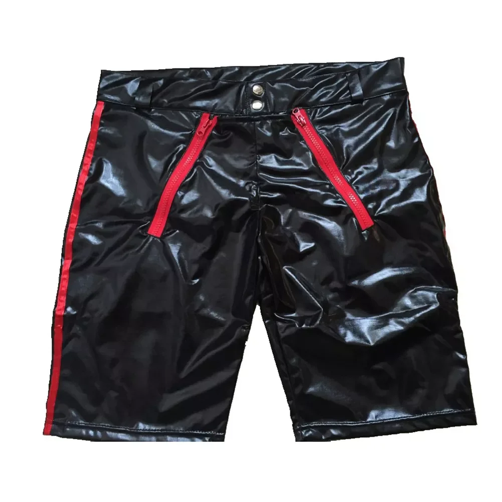 

2022NEW Men Patent Leather Zipper Tight Shorts Wetlook Clubwear