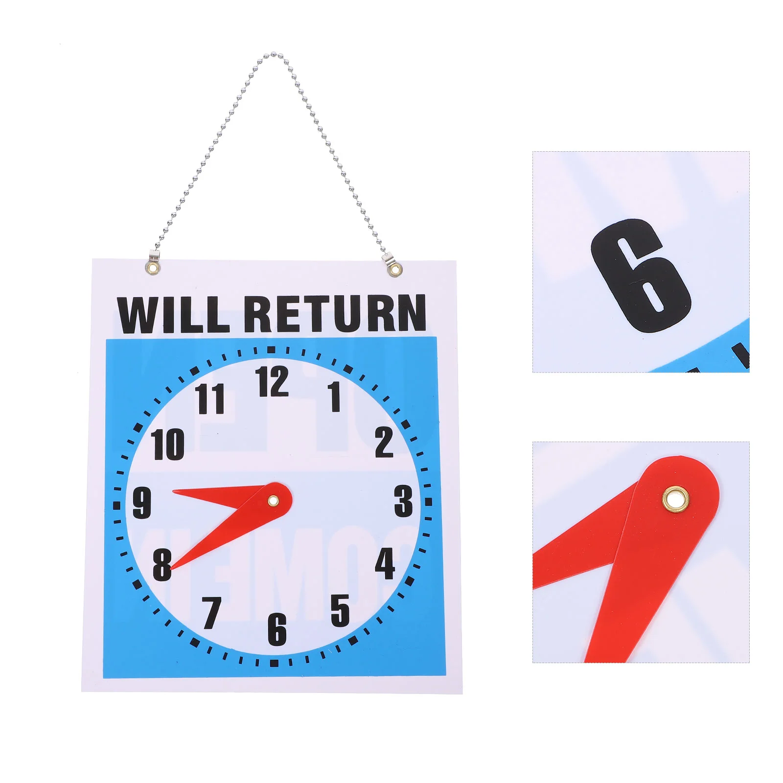 

1Pc Double- Sided Open/ Come in/ Will Return Sign with Clock Hands, Be Back Clock Sign Open and Closed Door Sign Door Pendant