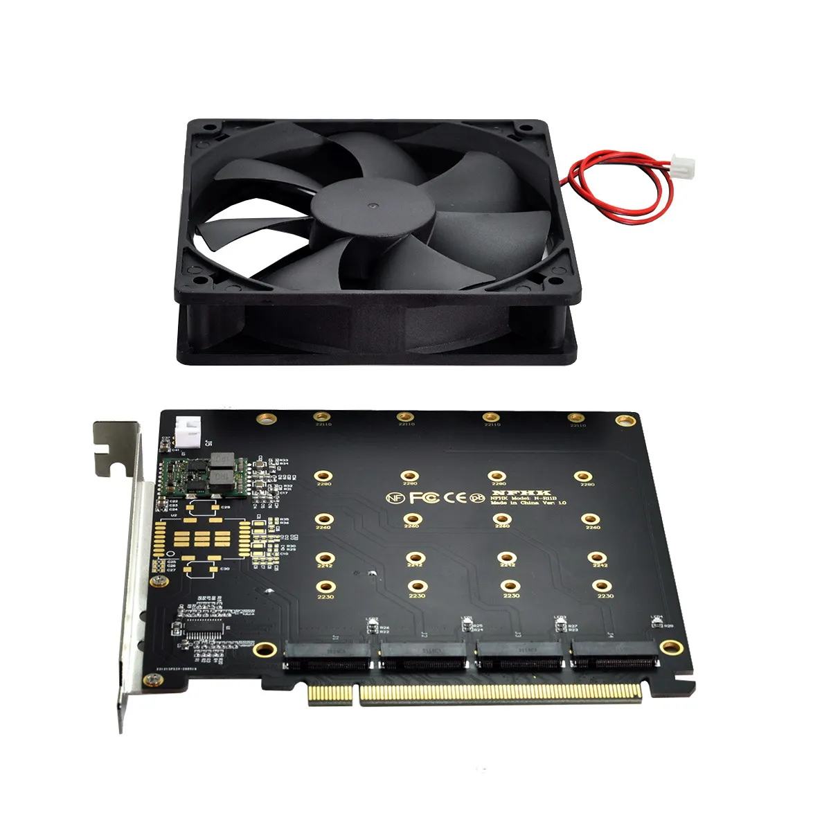 

CYDZ4X NVME M.2 AHCI to PCI-E Express 3.0 Gen3 X16 Raid Card with Fan VROC Raid0