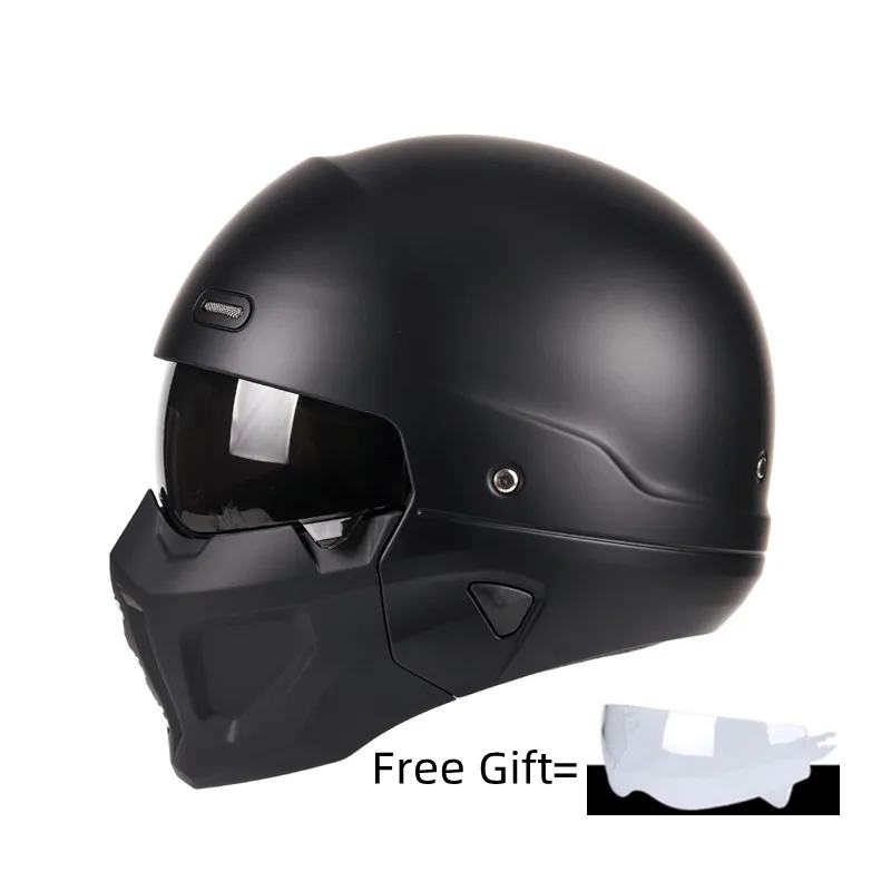 Vintage Motocross Motorcycle Retro Cafe Racer Vespa Open  Kask Full Face Casco Modular Moto Helmet Dot Black S M L XL