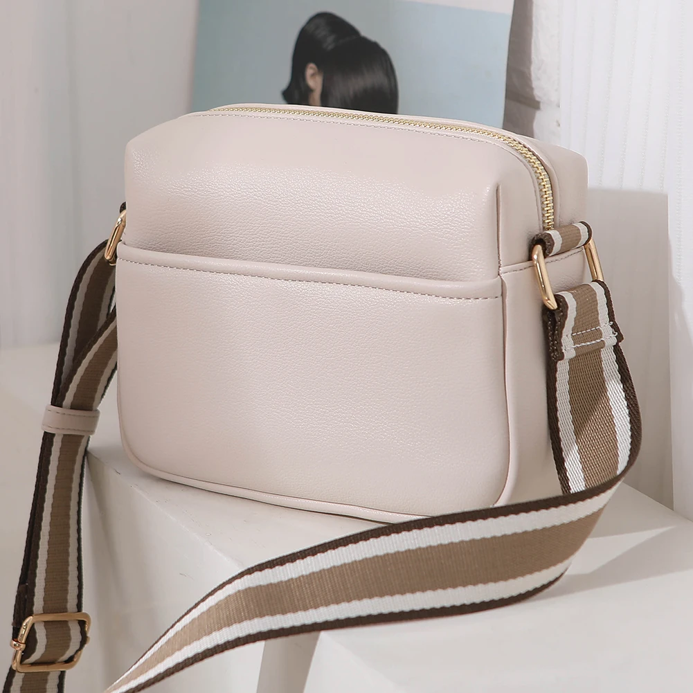 

Сумка-тоут женская из мягкой кожи, простой дизайнерский квадратный саквояж на плечо в полоску, сумочка кросс-боди в стиле ретро