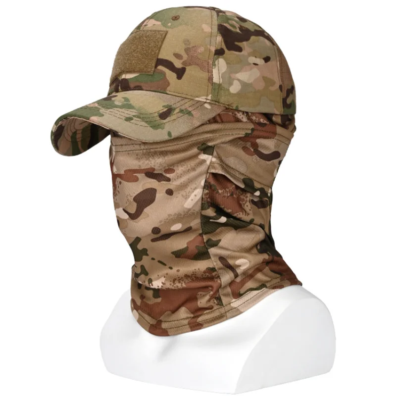 Camo Hats for Men with Cooling Sun UV Balacalava Face Mask Military Tactical Hunting Hat for Running Hiking Baseball Cap
