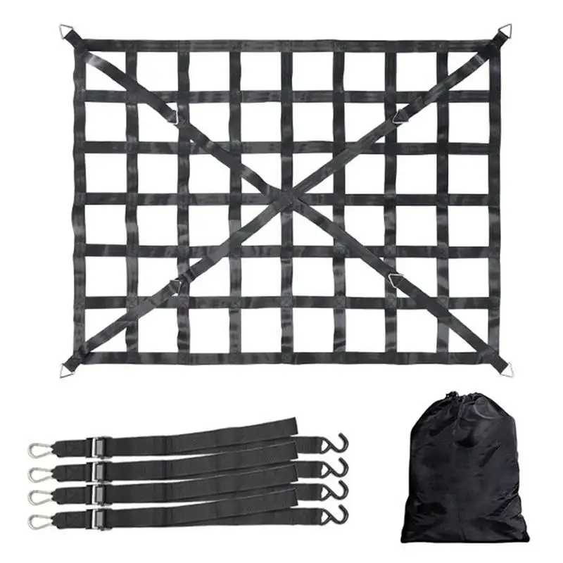 

Cargo Net For Trailer Cargo Net For Pickup Truck Bed Stretches Adjustable Elastic Trunk Storage Net With 4 Fixed Belt For SUVs