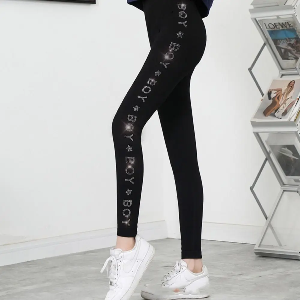 Яркие блестящие леггинсы суперэластичные брюки с высокой талией и бриллиантами