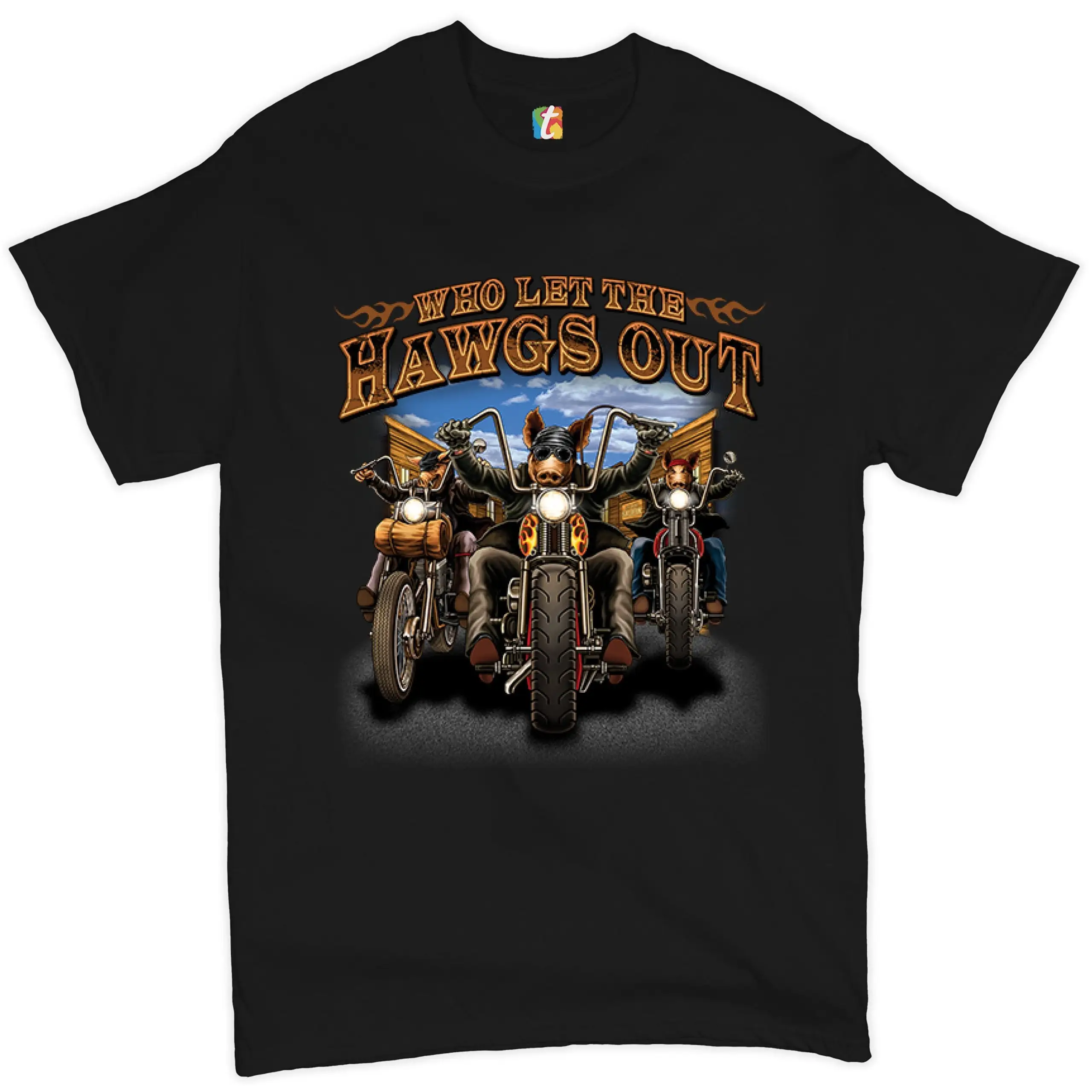 Футболка Who Let the Hawgs Out Biker Motorcycle Gang Live to Ride мужская