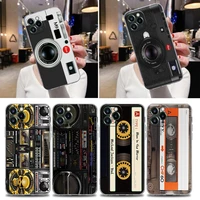 transparent case for apple iphone 12 11 13 pro max mini xs x xr 7 8 6 plus se cases cover retro camera circuit board music tapes