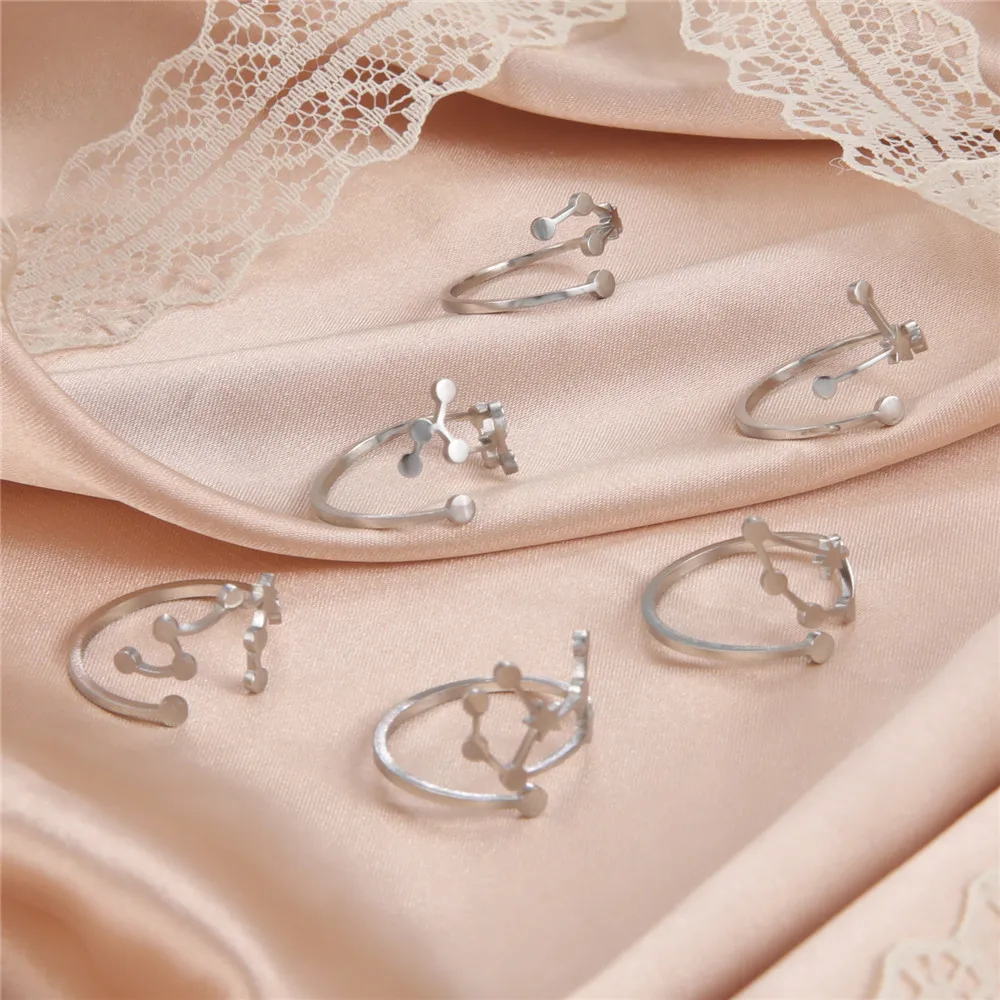 Skyrim Кольца с 12 созвездиями для женщин знаки зодиака открытое кольцо Телец Рыбы