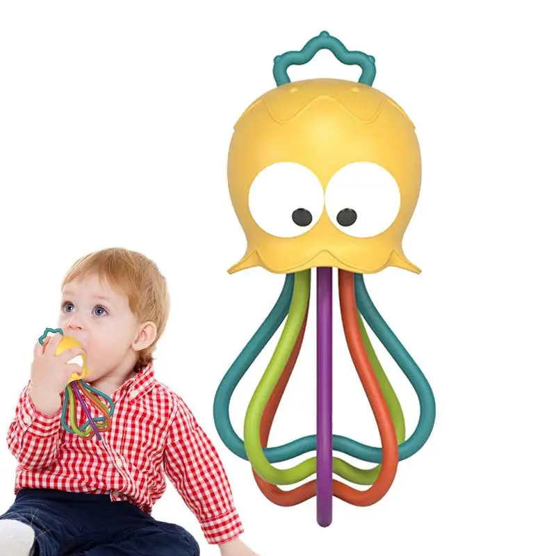 

Rattles Teether Toys For Babies 360 Rotation Jellyfish Pull String Sensory Toy Portable Montessori Educational Rattle Teether