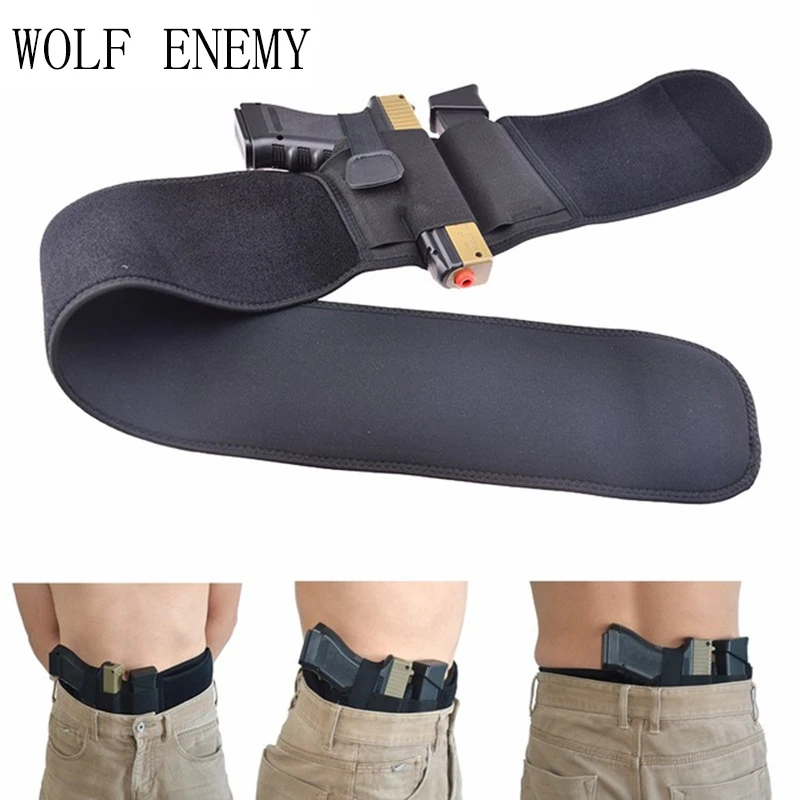 

Tactical Concealed Pistol Holster Right-hand Belly Band Gun Carry Case Invisible Elastic Waist Bag Girdle Belt Military Combat