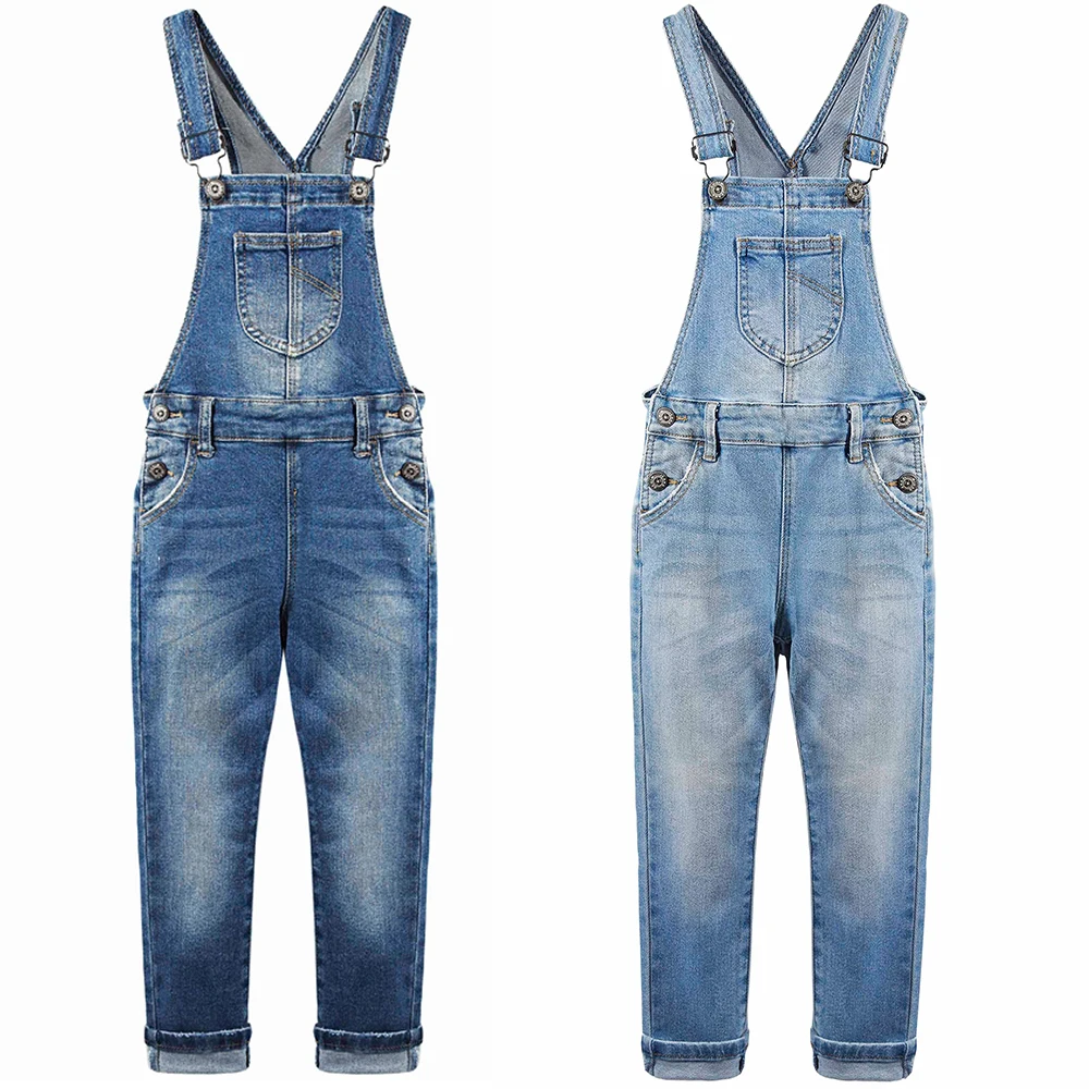 

Denim Boys Girls Pants 6-14T Teenager Overalls Kids Jeans Vaqueros Soft Stretchy Suspender Trousers Children Clothing Clothes