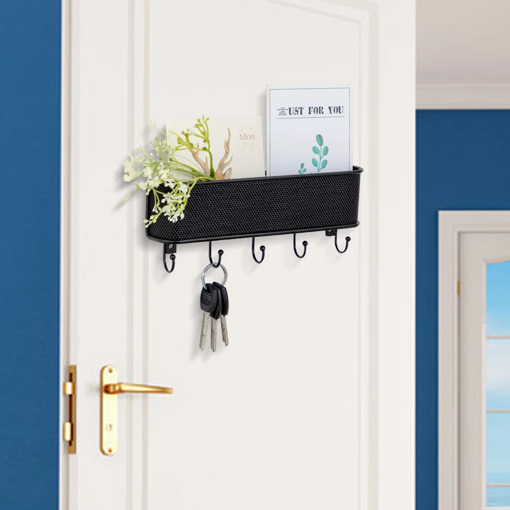 

Housekeeper on Wall Hook Key Mail Holder Decor Hooks Hangers Decoration for Home Wall Coat Rack Organizer Keychain Weave Black