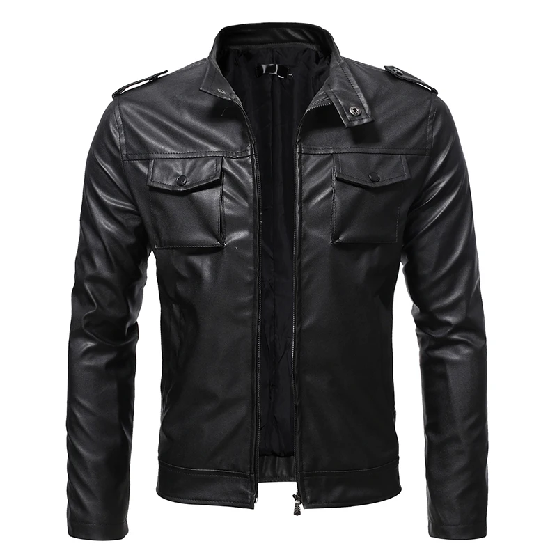 Мужская мотоциклетная куртка-бомбер из натуральной овечьей кожи |