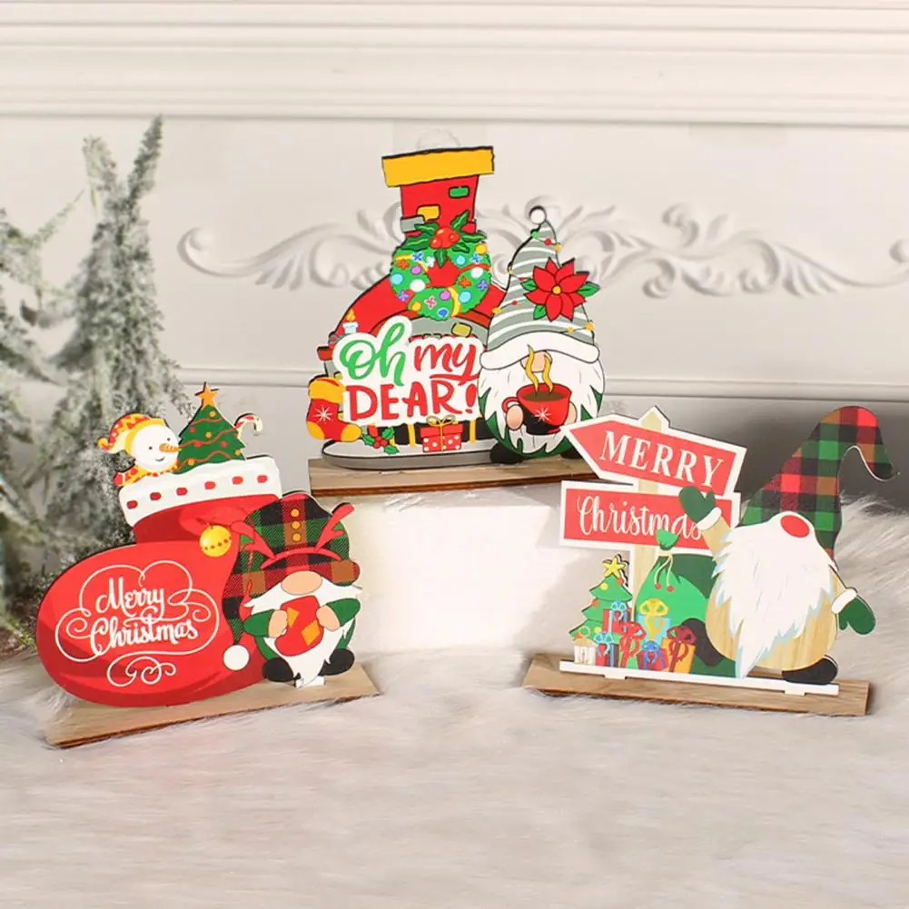 

Christmas Wood Sign DIY Adorable Gifts Sturdy Anti-fade Home Decoration Crafts Merry Xmas Santa Claus Gnome Desktop Ornament Par