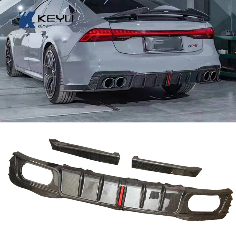 For 2019-2022 Audi A7 S7 RS7 genuine carbon fiber diffuser with smooth surface and high-quality rear lip |