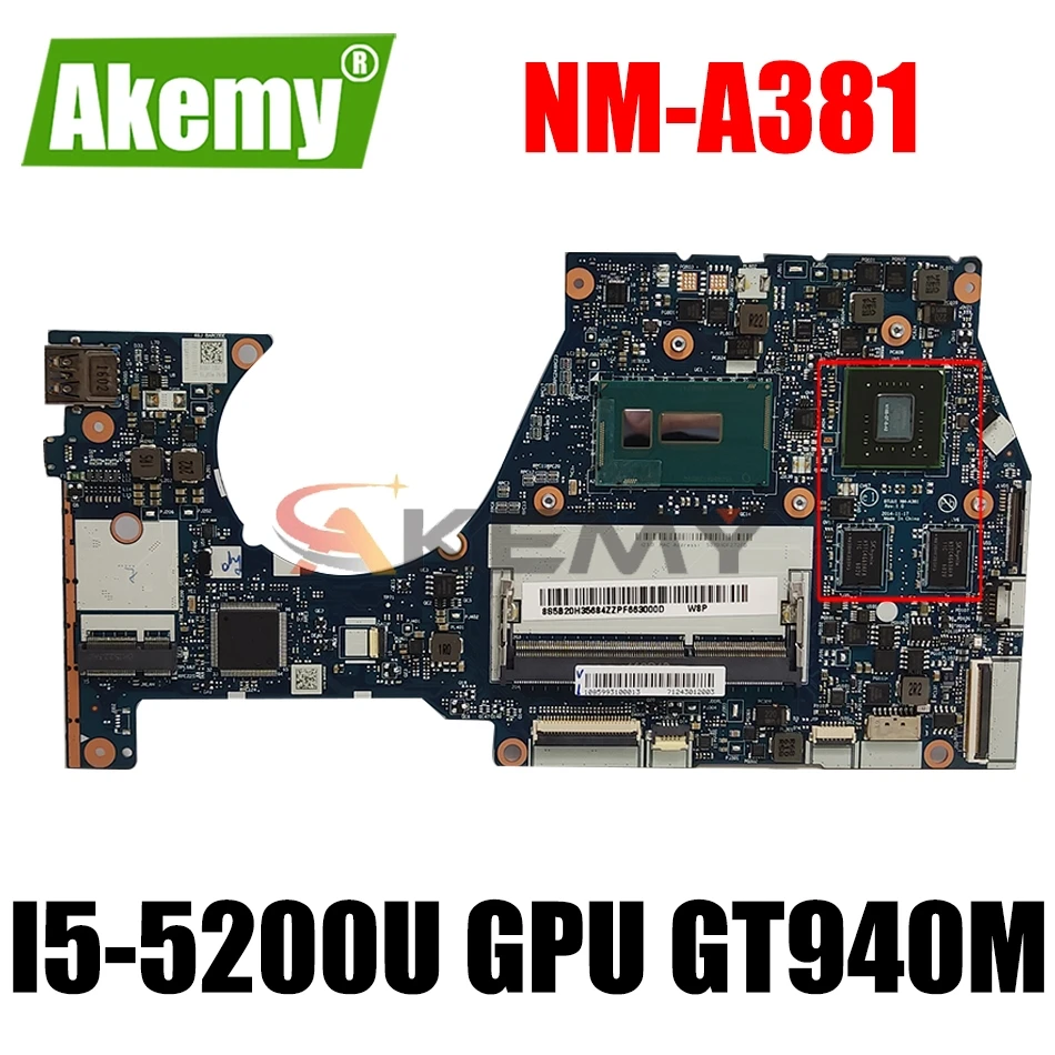 

For Lenovo Yoga 3 14 Yoga 3-1470 laptop motherboard NM-A381 motherboard with CPU I5-5200U GPU GT940M 2GB 100% fully tested