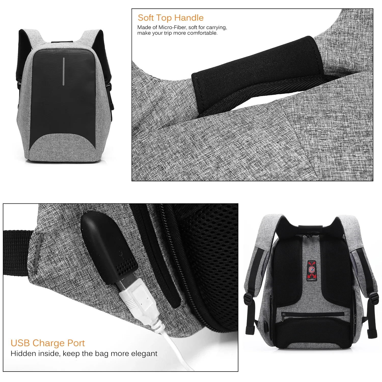 Функциональный городской рюкзак с USB-портом для зарядки унисекс 15 6-дюймового