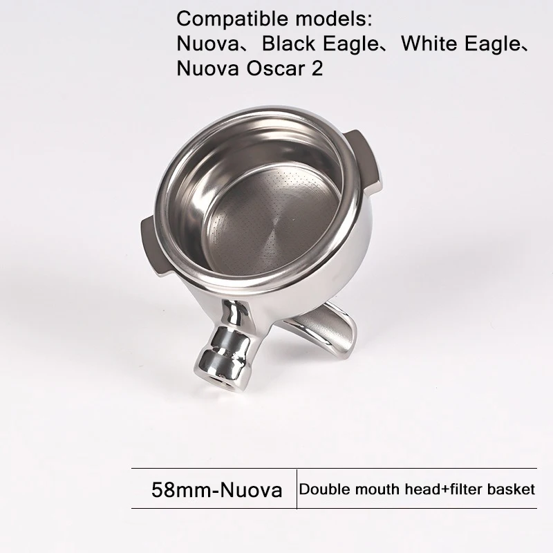 Фото Портафильтр для кофемашин La Marzocco/Gaggia/Nuova, 58 мм, с двумя ушками и двойным изливом, из нержавеющей стали 304, аксессуары для кофе №5