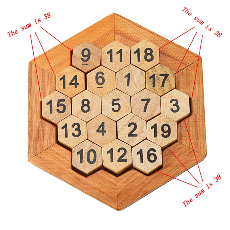 

Wooden Educational Funny Toys Number Game Number Platter Digital Honeycomb Horizontal And Vertical Addition Equals 38