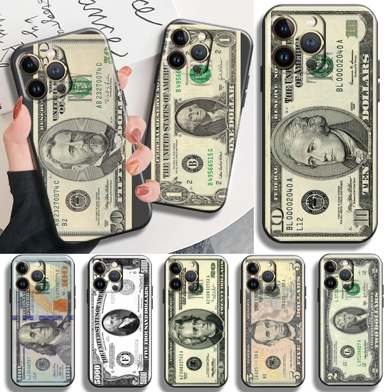 

Luxury Cash US Dollar Phone Case For Apple iPhone 13 12 11 Pro Max X XR XS Max 5 5s 6 6S 7 8 Plus SE2020 13 12 Mini Ultra-Thin