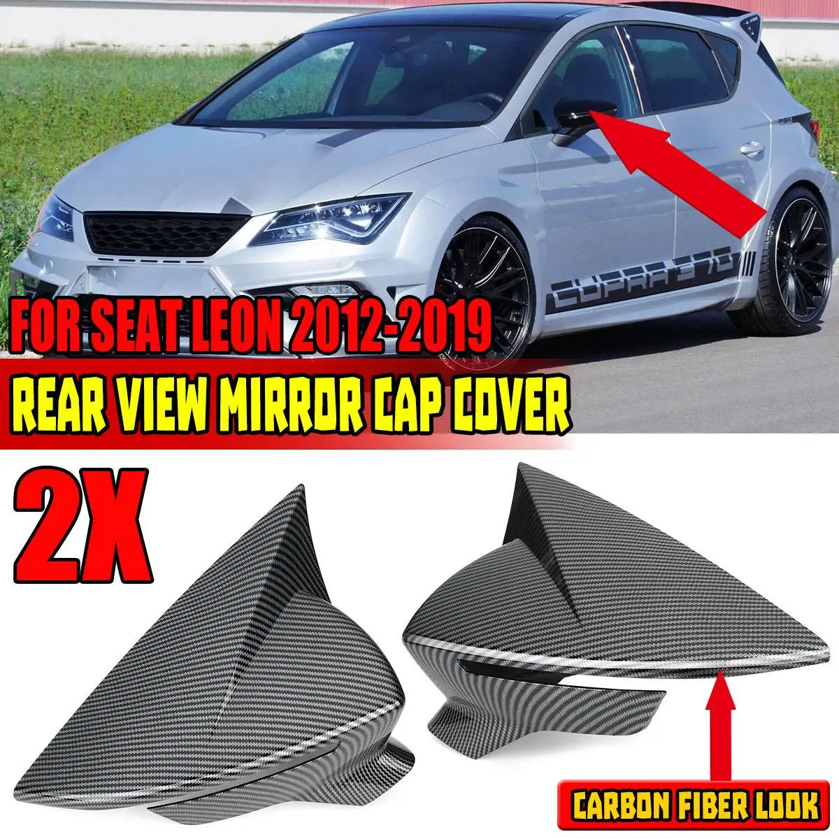 

2 шт., крышка для зеркала заднего вида, для SEAT Leon Mk3 MK3.5 5F 2012-2019