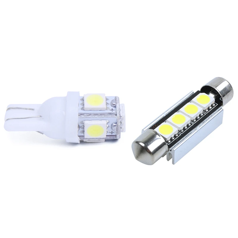 

8 T10 168 194 W5W Car White 5 LED 5050 SMD Bulb With 6 X Car Interior Light Bulb 5050 SMD LED 42MM