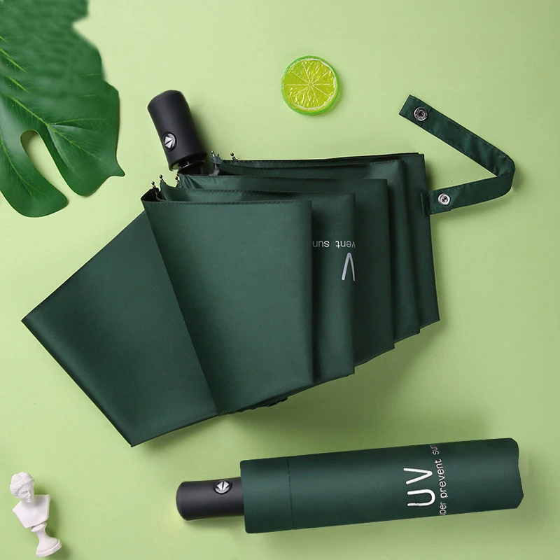 

Зонт виниловый складной для женщин, автоматический зонт от солнца с 8 цветными косточками, тройной, для пляжа, 2023