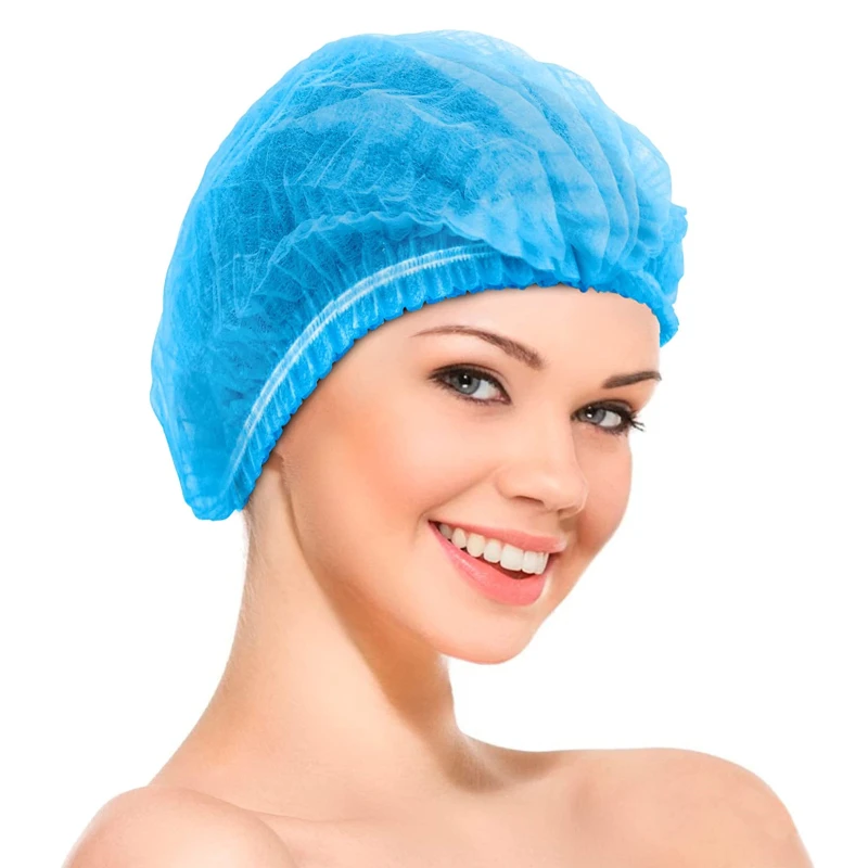 

Disposable Bouffant Caps 100Pcs 21" Hair Net Elastic Dust Cap for Kitchen Food Service Salon Spa Catering Workspace Head Cover