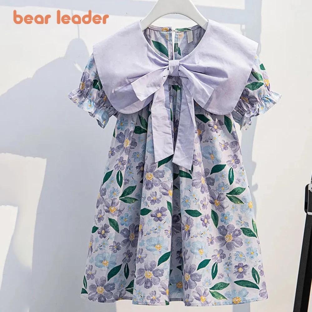 Bear Leader Korea Kids Baby Girls Dresses Bow Teen Summer Dress Midi Dresses Children Clothing Fashion Girl Floral Wedding Dress 1