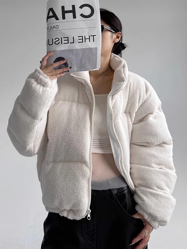 Белый короткий берберский флисовый пуховик American High Street одежда с хлопковой