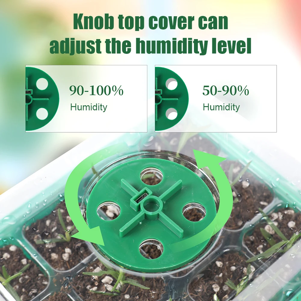 

Seed Starter Trays with Grow Light 5 Trays 60 Cells Seed Starter Kit Adjustable Humidity Seed Starting Trays Plant Starter Kit
