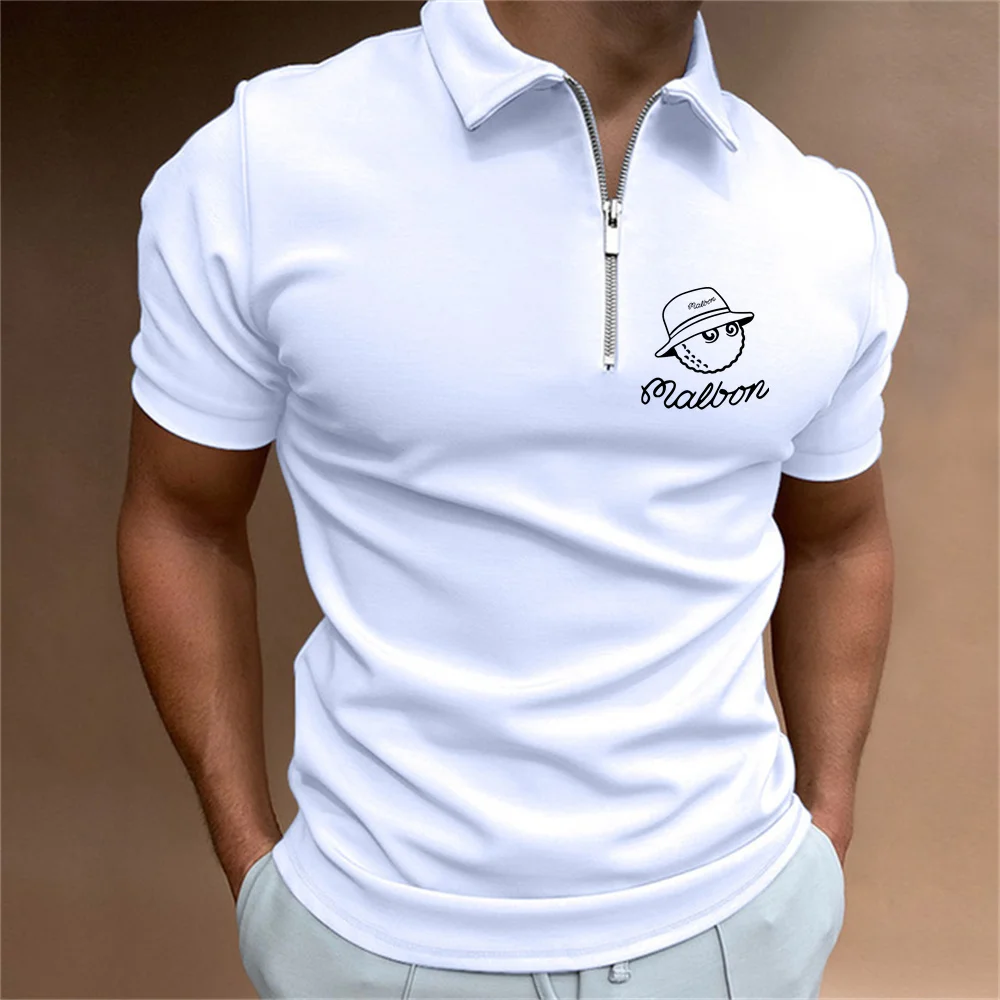 

2023 Golf Wear Golf T-Shirt Men's Summer Cotton Top Galf Essential Script Logo Polo Short Sleeve Malbon Golf Clothing