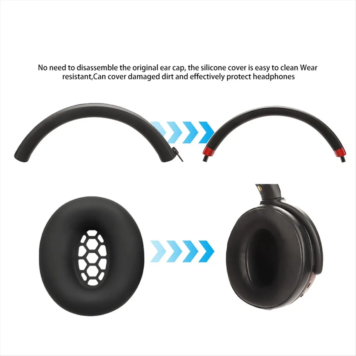 (BOFF) Амбушюры для наушников Sennheiser HD4.504.304.40420SHD450HD458BT, защитный чехол, накладки на амбушюры, ремкомплект для оголовья, черный (art.: 3920db1083e50) - 3920db1083e50