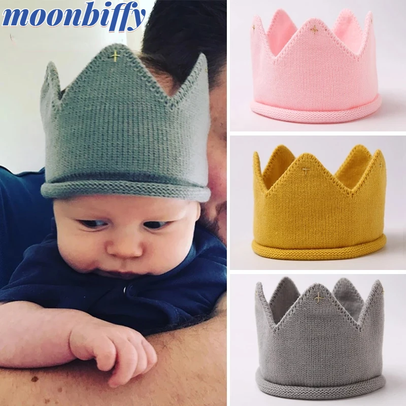 

Crown Baby Hat Photography Props Autumn Winter Knit Newborn Baby Girl Boy Hat Turban Infant Toddler Beanie Cap Casquette Enfant