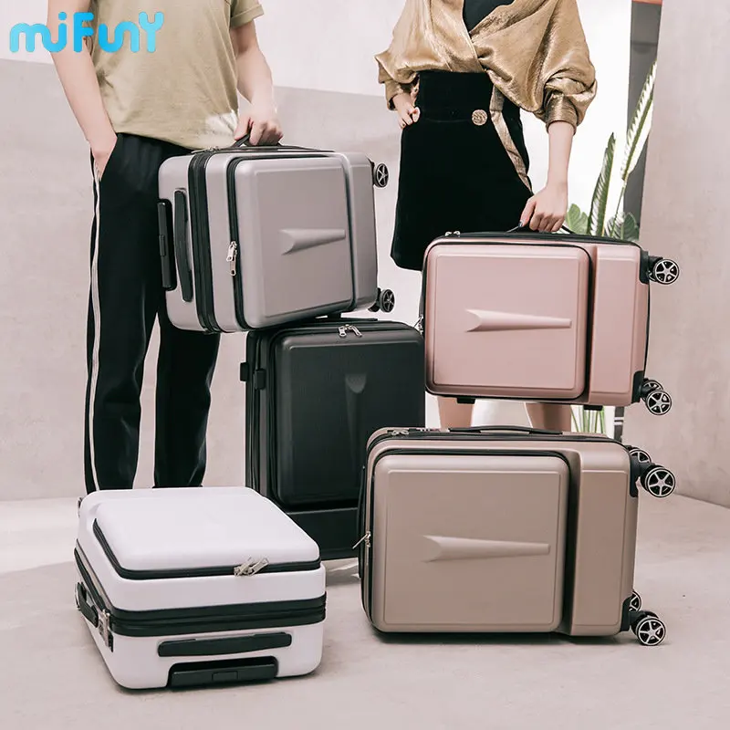 

MiFuny Rolling Luggage Carry on Luggage with Wheels Double Opening Front Rear Trolley Business Travel Password Boarding Suitcase