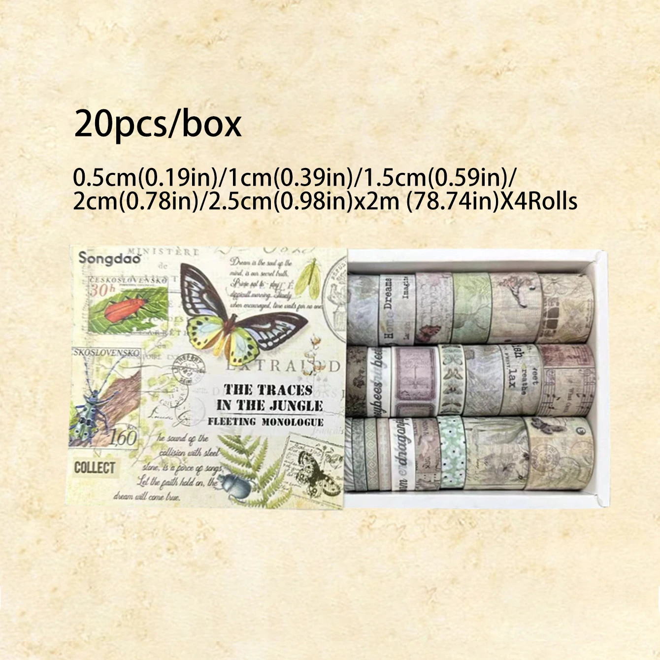 

Ретро васи лента 20 рулонов YOUQIWJ