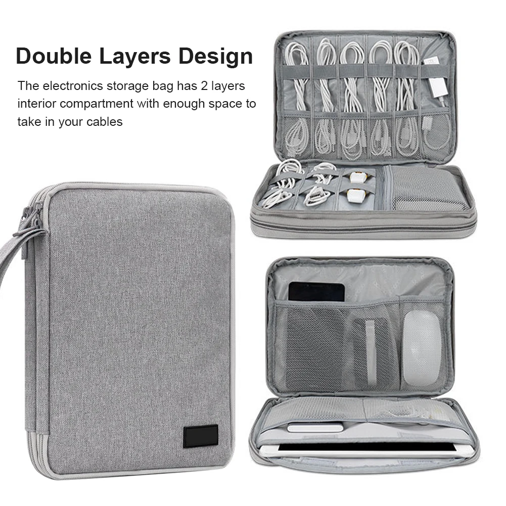 

2 Layers For Cable Waterproof Electronic Organizer Shock Absorption Oxford Cloth