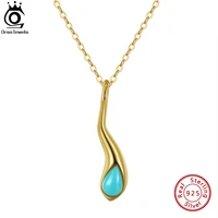 orsa jewels 925 sterling silver genuine natural 5mm turquoise necklace fashion teardrop gemstone pendant banquet jewelry gmn42